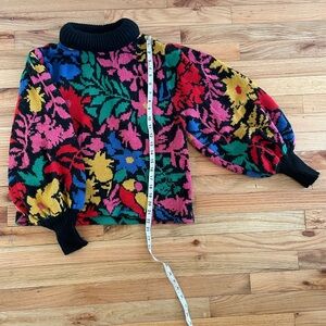 FARM Rio Tropical Garden Cropped Turtleneck Sweater Size M